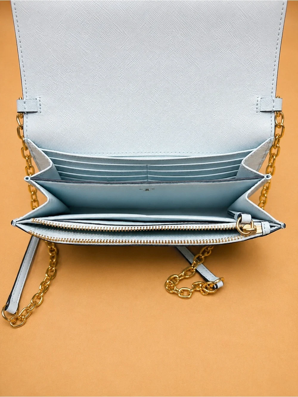 Tory Burch Powder Blue Saffiano Leather Crossbody